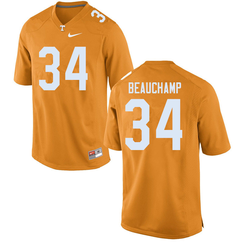 Men #34 Deontae Beauchamp Tennessee Volunteers College Football Jerseys Sale-Orange